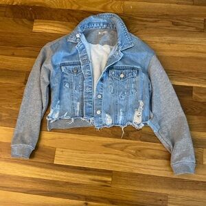Tractr Girls Blue and Gray Hybrid Denim Sweatshirt Size M